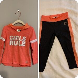 Reebok Girls' (toddler) Coral Hoodie and Black Leggings Set activewear